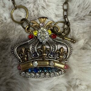 Vintage Crown Pendant Necklace